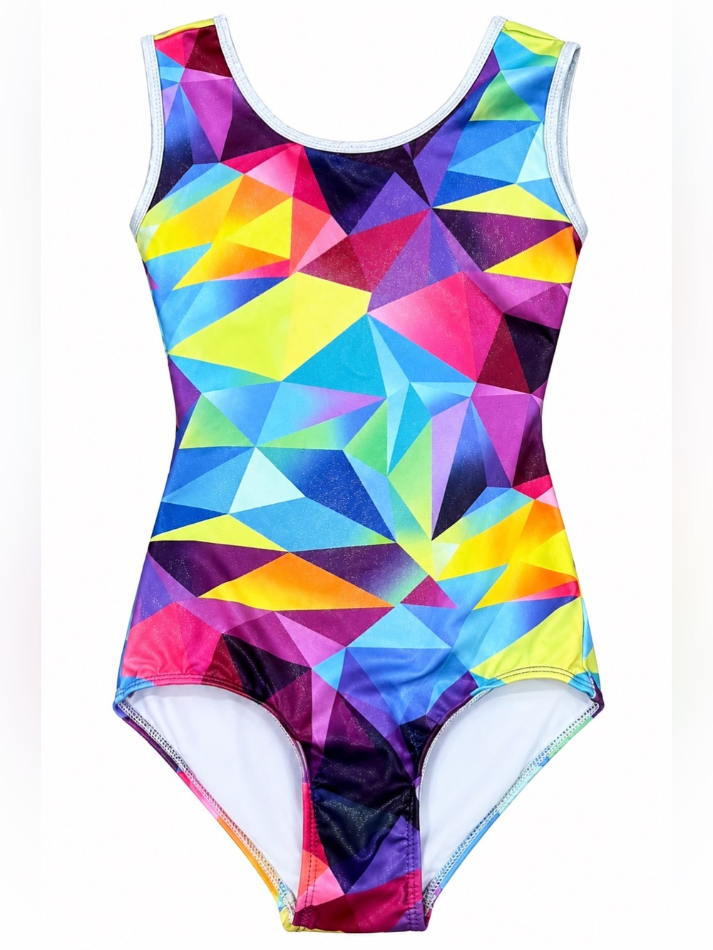 GK Elite Girls Multicolor Geometric Gymnastics Leotard Size 8